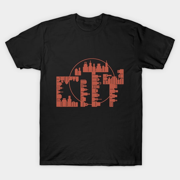 Skyline, City - Red Version T-Shirt by TomiAx